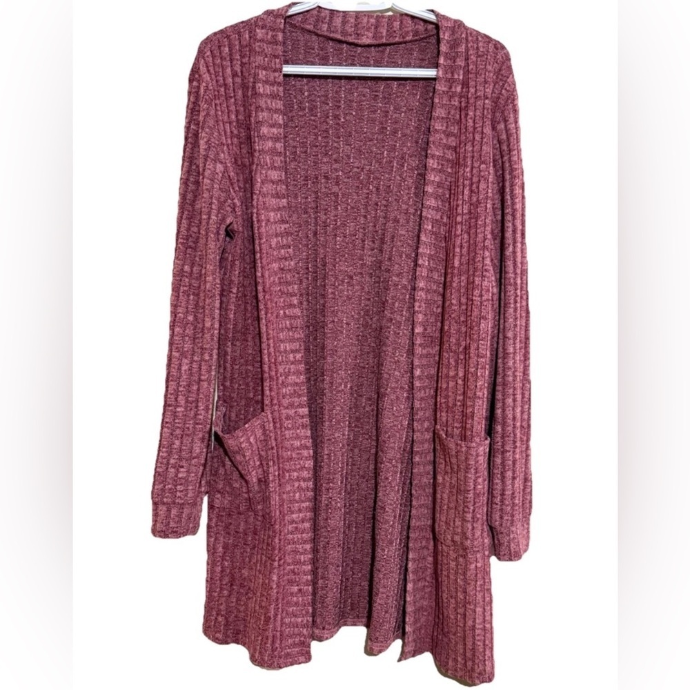 Purple Cardigan Sweater Cozy Knit